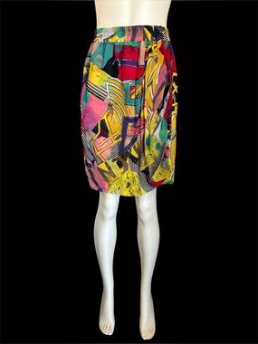 Vintage 80’s CRISCA West Germany Colorful Abstract Graffiti Skirt Sz 36 4-6 US
